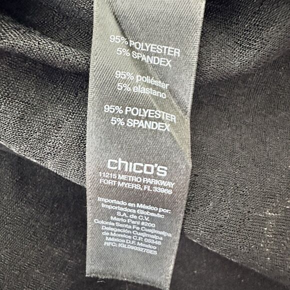 CHICO'S Travelers S Black  Metallic Wavy Striped Asymmetrical Zip-Up Jacket - Picture 5 of 14